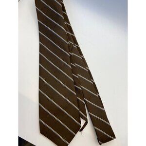 Vintage Brown Striped Sir Winston Polyester Tie Made In USA